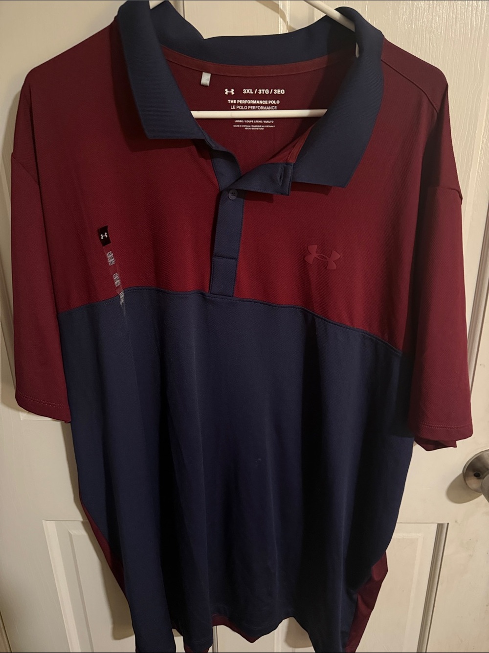 Under Armour Maroon and Navy Two-Tone Performance Polo